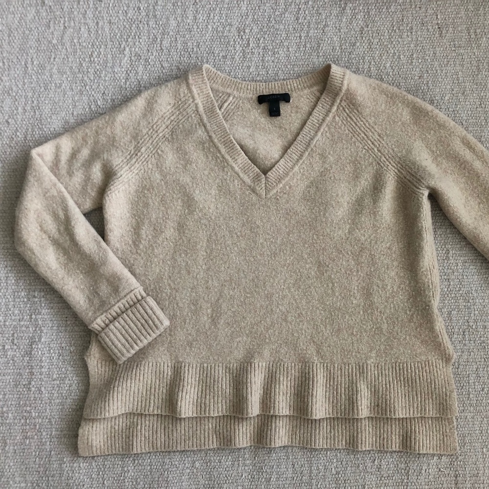 J Crew V Neck Beige Sweater